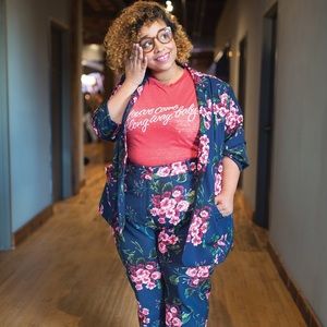 Eloquii Kady floral crepe pant VIOLA FIT